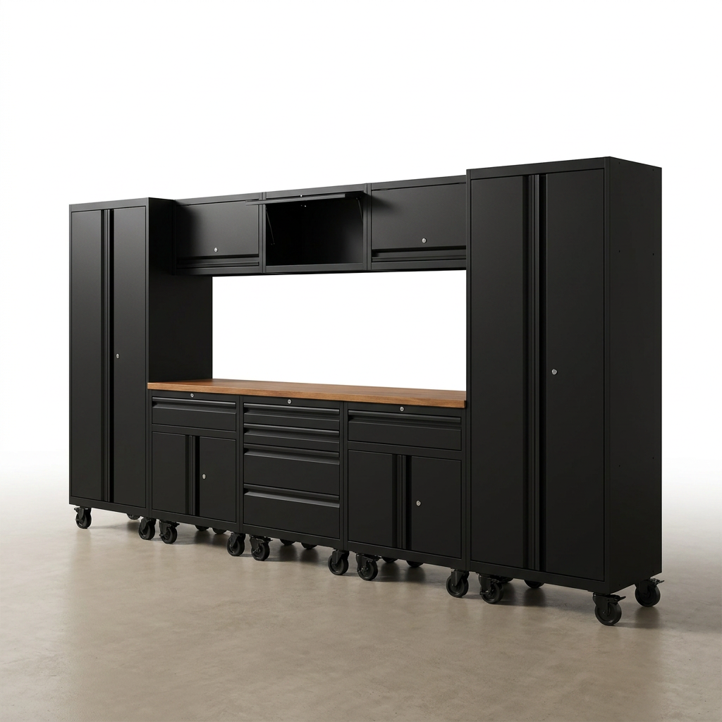 10-Piece Heavy Duty Steel Garage Cabinet System — Studio Shot