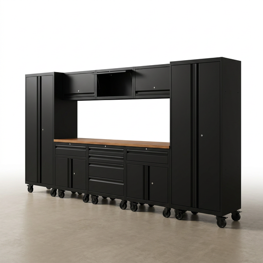10-Piece Heavy Duty Steel Garage Cabinet System — Studio Shot